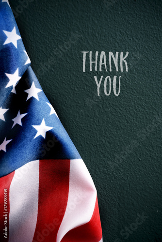 american flag and text thank you