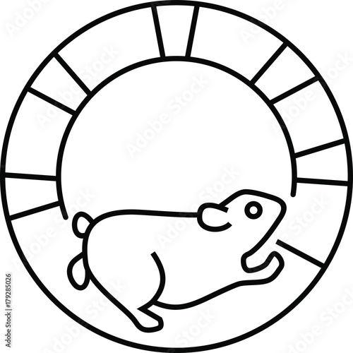 Hamster running on a track, getting a workout on spinning wheel