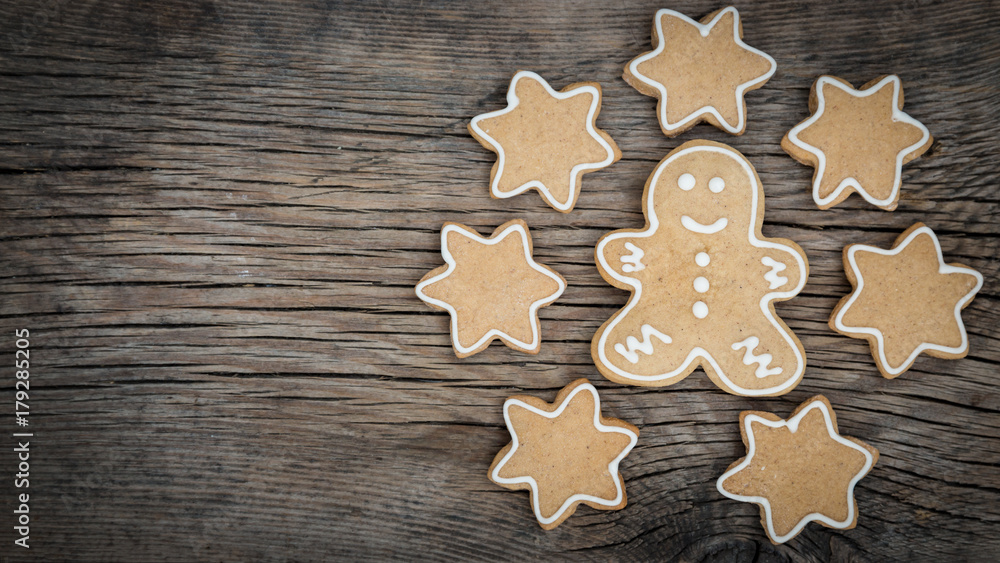 Christmas cookies on wooden background Christmas cookies on wooden background
