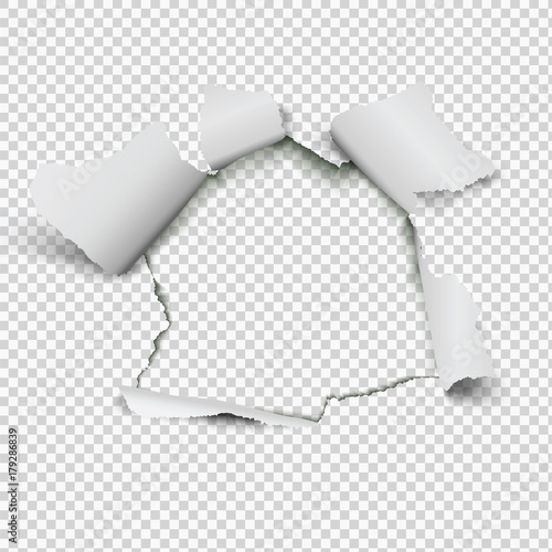 

Realistic hole in paper on transparent background.