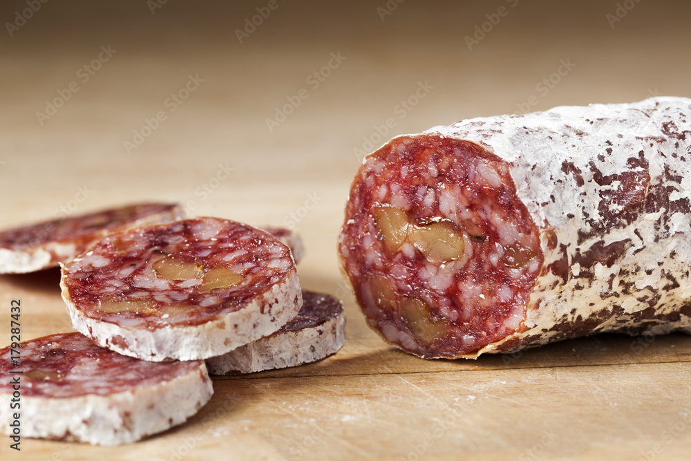 Delicious dry sausage with walnuts Delicious dry sausage with walnuts