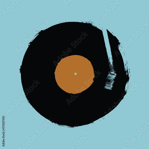 Vector vinyl recording painted by brush.