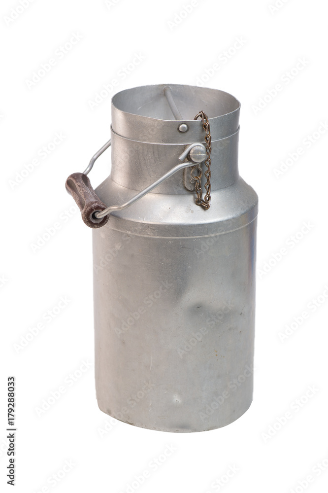 Aluminium milk can on white, Food and Drink Aluminium milk can on white, Food and Drink