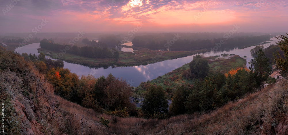 Autumn Sunrise on the river Voronezh