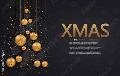 Fototapeta Naklejka Na Ścianę i Meble -  Vector modern Christmas or 2018 Happy New Year winter holiday invitation card background.