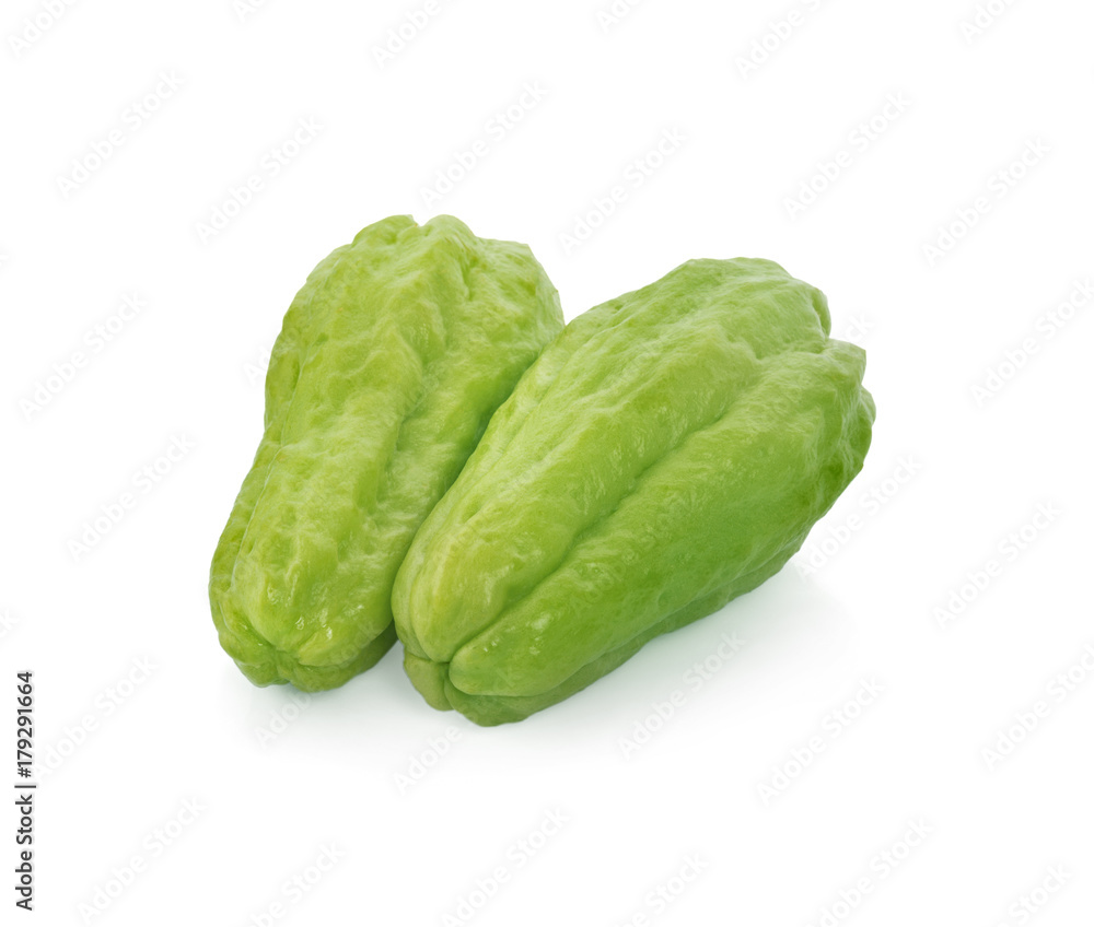 Chayote on white background. Chayote on white background.