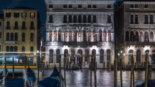 The magnificent Palazzo Balbi overlooking the Grand Canal in Venice night timelapse. photo