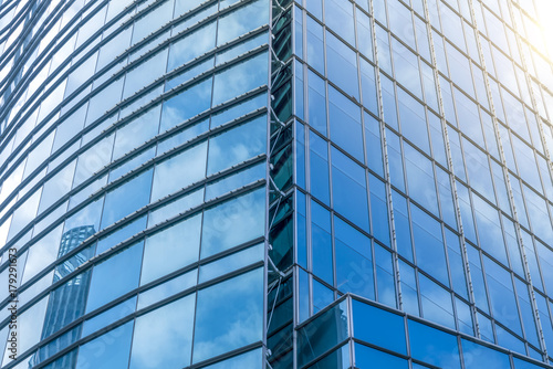 Low angle view of skyscrapers architectural glass