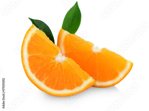 Orange fruit. Orang slice isolate on white © pisut