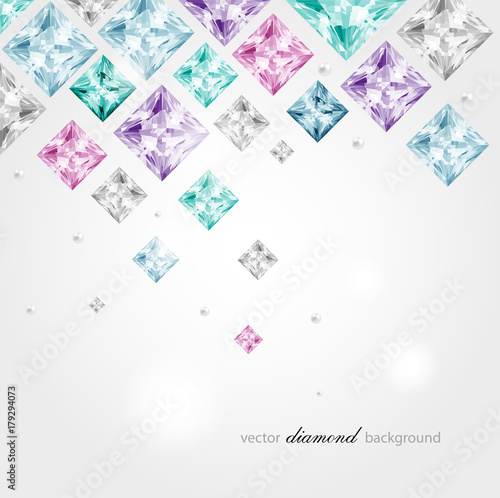 Abstract color background with diamonds and pearls