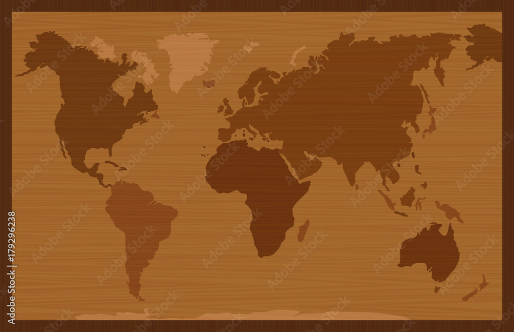 World map, wooden inlay style Rainbow colored world map - planet earth in dazzling colors.