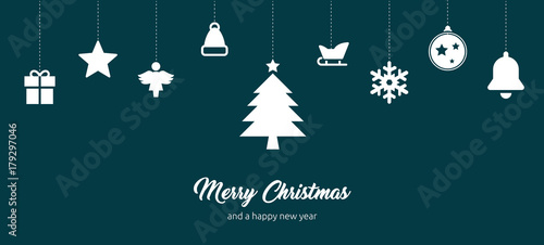 elegante und moderne Grußkarte für Weihnachten mit weihnachtlichen Vektor Icons