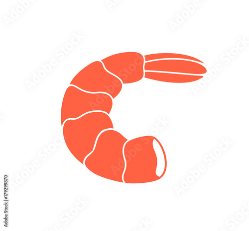 Shrimp seafood. Isolated shrimp on white background. Logo