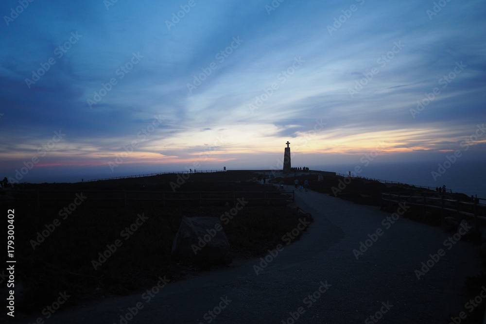 SINTRA, PORTUGAL. Landscape of Cabo da Roca in Portugal. Cabo da Roca (Cape Roca) is a cape which forms the westernmost extent of mainland Portugal and continental Europe.