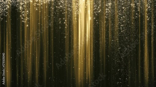 Falling Gold Particles. Gold curtains. Looped video