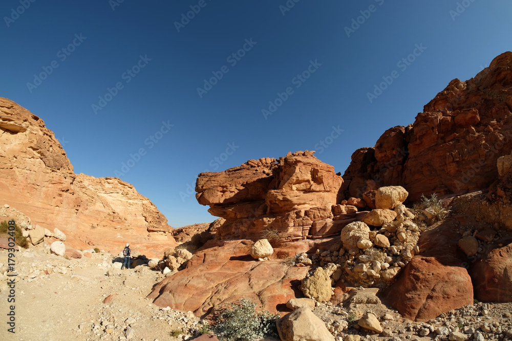 Scenic hike in Timna mountains.