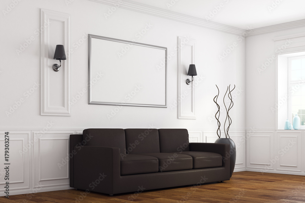 Fototapeta premium Modern white living room side