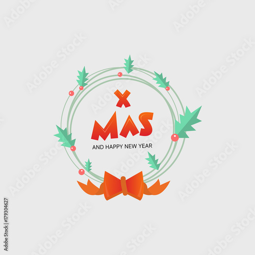 Christmas Labels and Badges Vector Design Elements Set. Merry Christmas and Holidays Wishes Retro Typography Greeting Cards, Posters and Flyers, Vector Illustartor photo