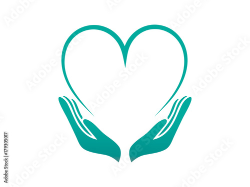 Hands with heart. Icon. Care.