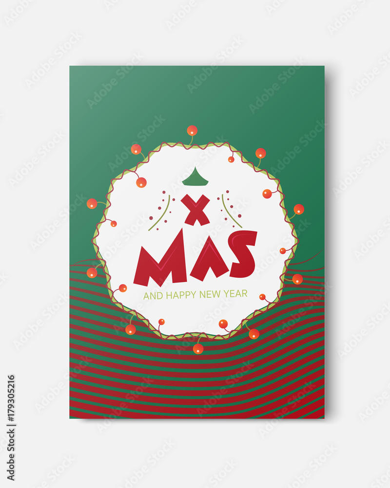 Merry Christmas and Happy New Year greeting card typography flyer template with lettering. Poster, card, label, banner design set. Vector illustration Merry Christmas and Happy New Year greeting card typography flyer template with lettering. Poster, card, label, banner design set. Vector illustration
