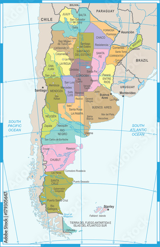 Argentina Map - Vector Illustration