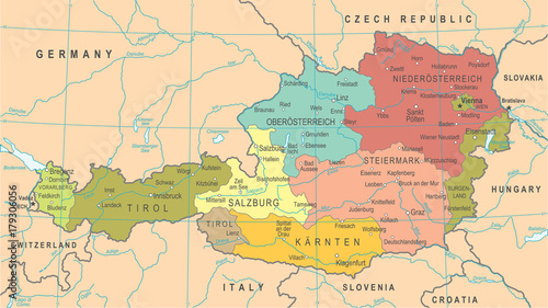 Austria Map - Vector Illustration