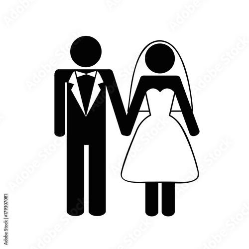 brautpaar kurz brautkleid piktogramm