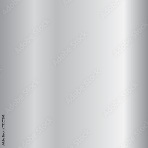 Silver gradient background. Silver design texture for ribbon, frame, banner. Abstract silver gradient template. Metal shine steel plate. Metallic light chrome pattern Vector illustration
