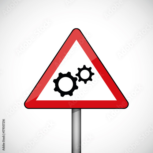 rotes warnschild zahnräder