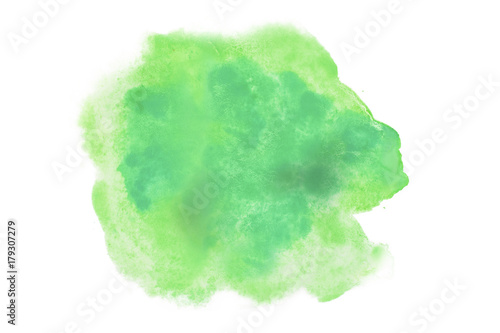 Color, green splash watercolor hand painted isolated on white background, artistic decoration © Forgem