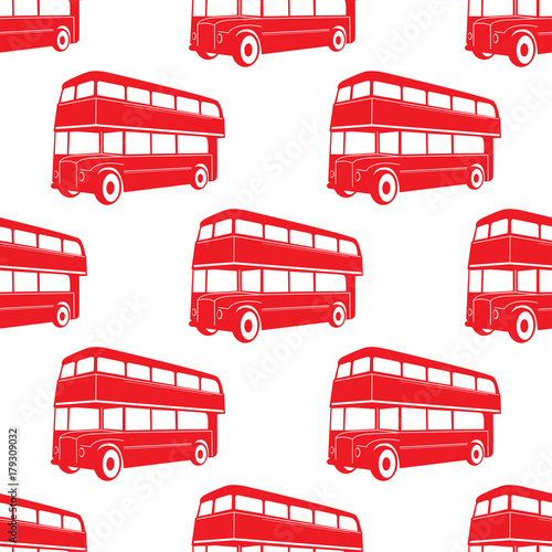 british pattern with Double decker red bus.