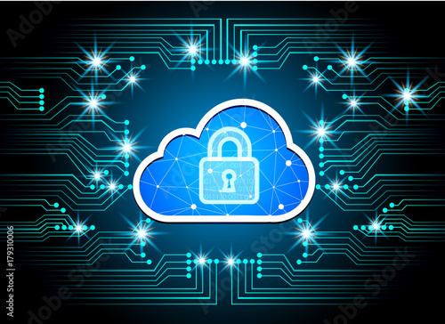 Abstract security cloud technology background, key lock and could technology background, Vector Illustration