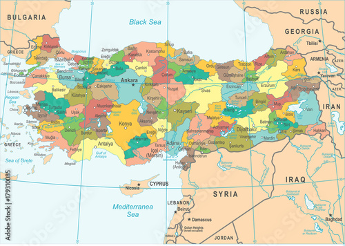 Turkey Map - Vector Illustration