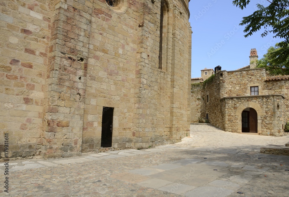 Stone medieval buildings in Peratallada, Girona, Spain