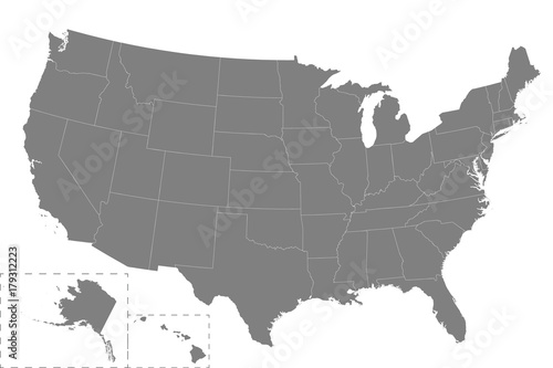 High quality map United States with borders of the regions