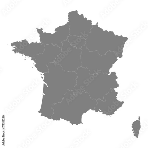 High quality map France with borders of the regions