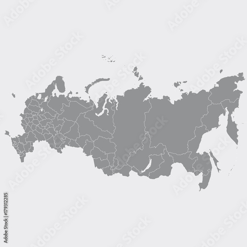 High quality map Russia with borders of the regions