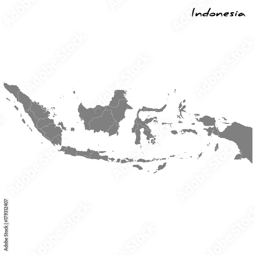 High quality map Indonesia with borders of the regions