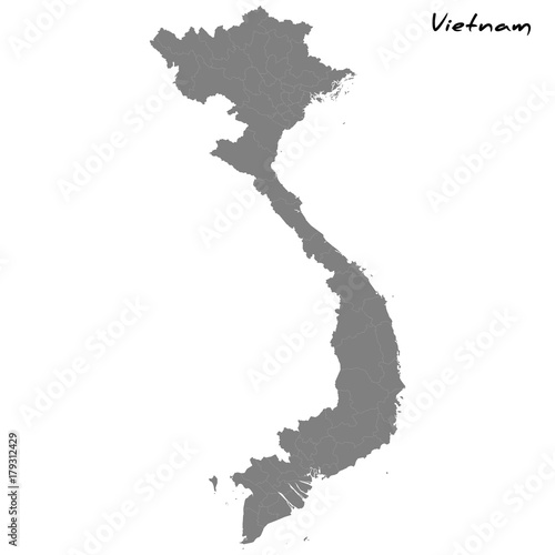 Fotografia High quality map Vietnam with borders of the regions