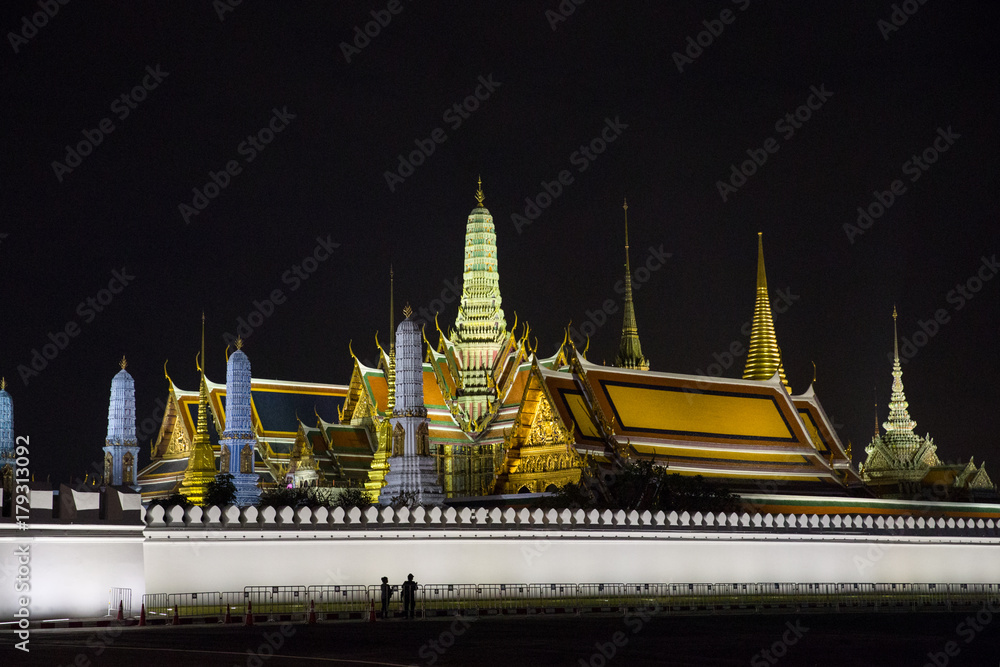 Wat Phra Kaew.Temple of the Emerald Buddha one of the landmarks of Bangkok where tourists visit.