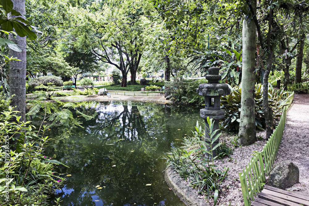 Japanese garden in Park Santos Dumont, Sao Jose dos Campos, Sao Paulo, Brazil