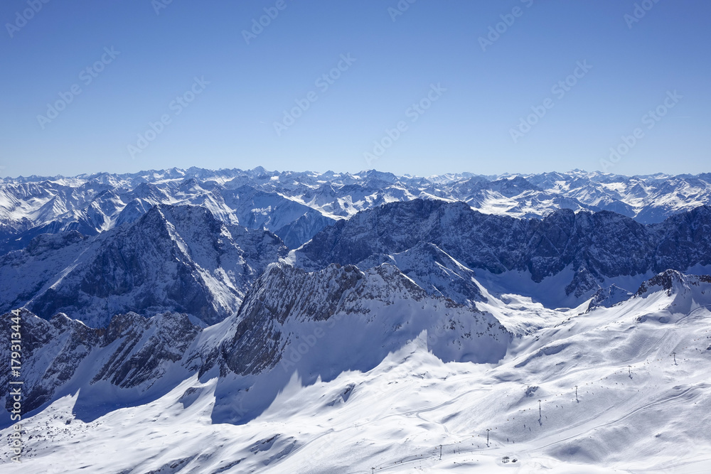 Obraz premium View from the Zugspitze, Germany, Bavaria