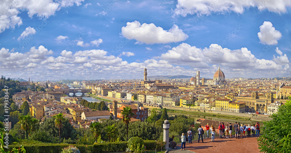 Florence  aerial view cityscape. Panorama view from Michelangelo park square  ,Italy