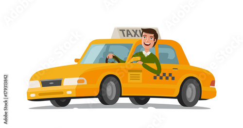 Taxi driver concept. Car, transport, transportation, transfer symbol or icon. Vector illustration