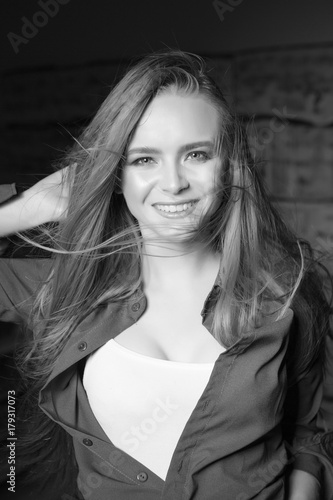 Long Hair and an Amazing Smile, Monochrome Shot