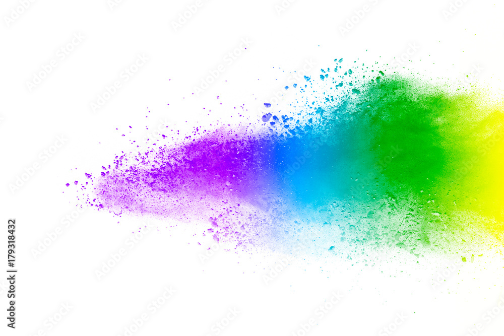 Splash of colorful powder over white background. Splash of colorful powder over white background.