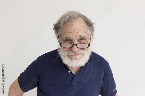 Portrait smiling older Caucasian man with beard photo