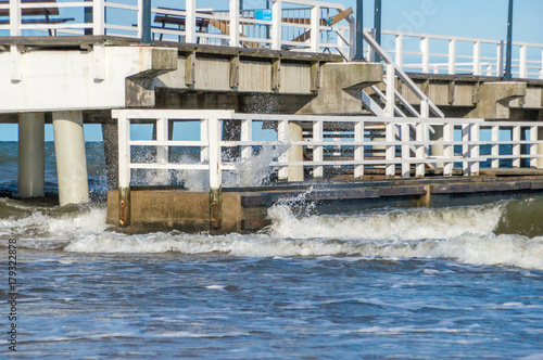 Crashing Waves on the Gdansk Brzezno Pier. photo