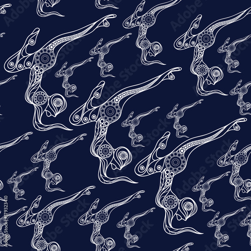 Seamless texture with abstract yoga 10