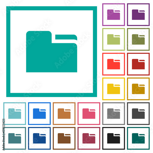 Tab folder flat color icons with quadrant frames